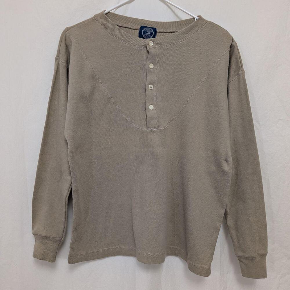 Vintage GAP taupe cotton henley long‑sleeve top, size M - Picture 7 of 7